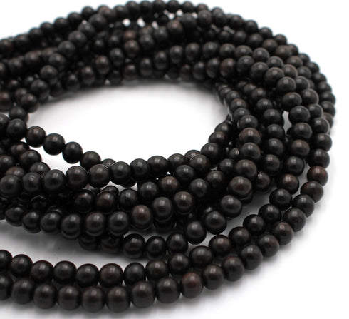 Black Ebony Wood Beads, 8mm, Round